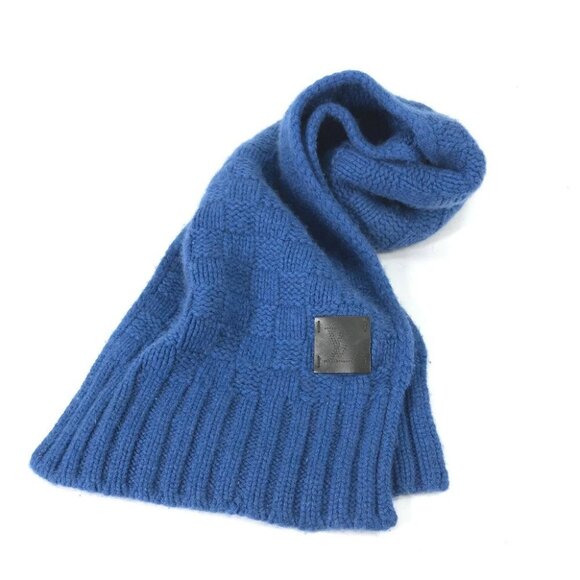 LOUIS VUITTON M75339 Echarpes helsinki leather tag Scarf Cashmere blue - Picture 5 of 10